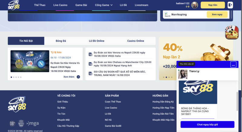 Live chat là một trong những kênh liên lạc hiệu quả nhất mà Sky88 cung cấp