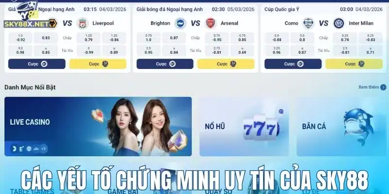 Các yếu tố chứng minh uy tín của Sky88